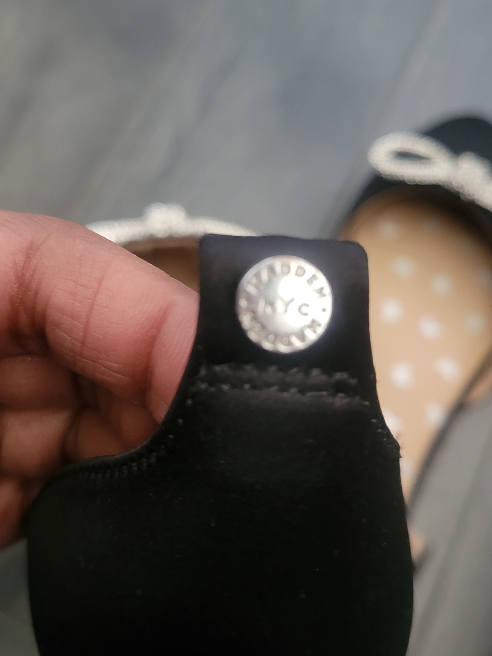 EUC Madden NYC D'Orsay Ballet Flats Sz Girls 13 Black Rhinestone Party Glam - Picture 5 of 10